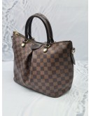 LOUIS VUITTON SIENA MM DAMIER EBENE CANVAS HANDLE BAG WITH LEATHER STRAP 