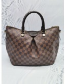 LOUIS VUITTON SIENA MM DAMIER EBENE CANVAS HANDLE BAG WITH LEATHER STRAP 