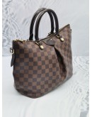 LOUIS VUITTON SIENA MM DAMIER EBENE CANVAS HANDLE BAG WITH LEATHER STRAP 