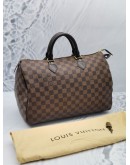 LOUIS VUITTON SPEEDY 35 BROWN DAMIER EBENE CANVAS HANDLE BAG 