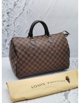 LOUIS VUITTON SPEEDY 35 BROWN DAMIER EBENE CANVAS HANDLE BAG 