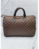 LOUIS VUITTON SPEEDY 35 BROWN DAMIER EBENE CANVAS HANDLE BAG 