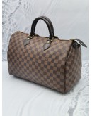 LOUIS VUITTON SPEEDY 35 BROWN DAMIER EBENE CANVAS HANDLE BAG 