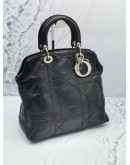 CHRISTIAN DIOR GRANVILLE TOTE BLACK CANNAGE QUILTED LAMBSKIN LEATHER HANDLE BAG 