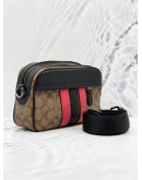 COACH GRAHAM CC SIGNATURE CANVAS WITH STRIPED LEATHER CLUTCH AND CROSSBODY BAG