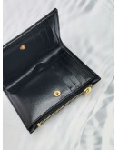 YSL SAINT LAURENT GRAIN DE POUDRE BLACK MATELASSE CHEVRON LEATHER ZIPPED TWO-PART WALLET -FULL SET-