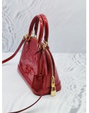 LOUIS VUITTON ALMA BB TOP HANDLE BAG IN RED PATENT LEATHER WITH STRAP