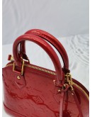 LOUIS VUITTON ALMA BB TOP HANDLE BAG IN RED PATENT LEATHER WITH STRAP