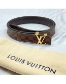 LOUIS VUITTON BROWN DAMIER CANVAS BELT SIZE:80/32