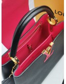 (UNUSED) 2022 MICROCHIP LOUIS VUITTON CAPUCINES MM HANDLE BAG WITH BLACK / ROSE BRELINGOT TAURILLON LEATHER -FULL SET-