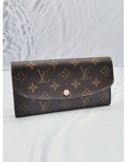 LOUIS VUITTON SARAH MONOGRAM CANVAS BROWN / ROSE BALLERINE PINK LONG WALLET