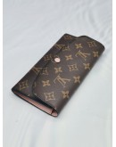 LOUIS VUITTON SARAH MONOGRAM CANVAS BROWN / ROSE BALLERINE PINK LONG WALLET