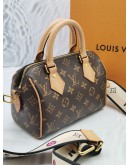 2022 MICROCHIP LOUIS VUITTON SPEEDY BANDOULIERE 20 BROWN MONOGRAM CANVAS HANDLE BAG -FULL SET-