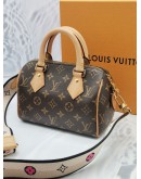 2022 MICROCHIP LOUIS VUITTON SPEEDY BANDOULIERE 20 BROWN MONOGRAM CANVAS HANDLE BAG -FULL SET-