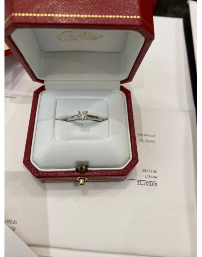 (UNUSED) CARTIER PT950 0.51CT DIAMOND RING YEAR 2017 -FULL SET-