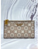 KATE SPADE NEW YORK WOMENS SPADE FLOWER MONOGRAM COATED CANVAS SMALL SLIM BIFOLD BEIGE COLOUR WALLET