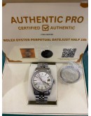 ROLEX OYSTER PERPETUAL DATEJUST HALF 18K WHITE GOLD REF 1601 36MM AUTOMATIC UNISEX WATCH