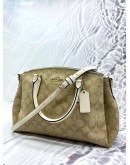 COACH MINI SAGE CARRYALL BAG IN SIGNATURE CANVAS / SOFT MILK COLOURS DESIGN ROUGE WITH STRAP