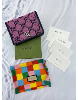 (UNUSED) GUCCI GG MARMONT MULTICOLOR CANVAS COMPACT WALLET -FULL SET-