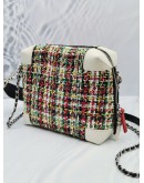 CHANEL TWEED CALFSKIN LEATHER STREET ALLURE WHITE MILTICOLOR CROSSBODY CHAIN BAG