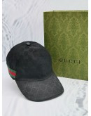 GUCCI BLACK GG MONOGRAM CANVAS CAP
