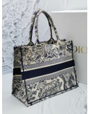 CHRISTIAN DIOR MEDIUM BOOK TOTE HANDLE BAG IN BLUE TOILE DE JOUY EMBROIDERY -FULL SET-