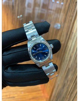 ROLEX LADY OYSTER PERPETUAL REF 76030 BLUE DIAL 24MM AUTOMATIC YEAR 2001 WATCH -FULL SET-
