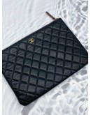 CHANEL O CASE MEDIUM CLUTCH WITH BLACK CAVIAR LEATHER GHW