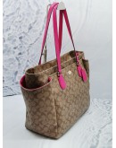COACH BROWN CANVAS AND PINK LEATHER DIAPER SHOULDER BAG