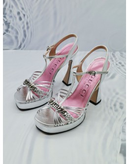 GUCCI SILVER / PINK HIGH HEELS SIZE 37 -FULL SET-