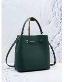 MICHAEL KORS SURI GREEN COWHIDE LEATHER BUCKET BAG WITH LONG STRAP