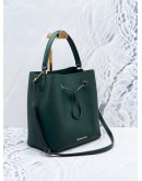 MICHAEL KORS SURI GREEN COWHIDE LEATHER BUCKET BAG WITH LONG STRAP