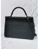 (NEW YEAR SALE) HERMES KELLY 32 TOP HANDLE BAG BLACK TOGO LEATHER PALLADIUM HARDWARE WITH STRAP STAMP R