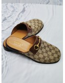 GUCCI GG SUPREME CANVAS / LEATHER HORSEBIT SLIPPER SIZE 7 -FULL SET-