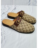 GUCCI GG SUPREME CANVAS / LEATHER HORSEBIT SLIPPER SIZE 7 -FULL SET-