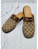 GUCCI GG SUPREME CANVAS / LEATHER HORSEBIT SLIPPER SIZE 7 -FULL SET-