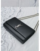 (NEW YEAR SALE) YSL SAINT LAURENT KATE MEDIUM IN BLACK GRAIN DE POUDRE EMBOSSED LEATHER SILVER CHAIN BAG