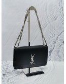 (NEW YEAR SALE) YSL SAINT LAURENT KATE MEDIUM IN BLACK GRAIN DE POUDRE EMBOSSED LEATHER SILVER CHAIN BAG