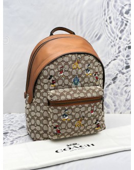 (NEW YEAR SALE) DISNEY X COACH CHARTER BACKPACK IN SIGNATURE TEXTILE JACQUARD WITH MICKEY MOUSE AND FRIENDS EMBROIDERY  