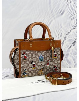 (NEW YEAR SALE) DISNEY X COACH ROGUE 25 IN SIGNATURE TEXTILE JACQUARD WITH MICKEY MOUSE AND FRIENDS EMBROIDERY  