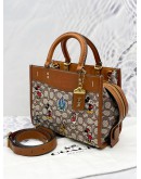 (NEW YEAR SALE) DISNEY X COACH ROGUE 25 IN SIGNATURE TEXTILE JACQUARD WITH MICKEY MOUSE AND FRIENDS EMBROIDERY  