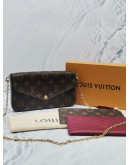 (NEW YEAR SALE) LOUIS VUITTON FELICIE POCHETTE MONOGRAM CANVAS WITH MAROON FLAP CHAIN BAG -FULL SET-