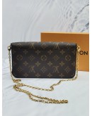 (NEW YEAR SALE) LOUIS VUITTON FELICIE POCHETTE MONOGRAM CANVAS WITH MAROON FLAP CHAIN BAG -FULL SET-