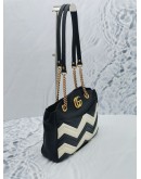 (NEW YEAR SALE) GUCCI GG MARMONT CALFSKIN MATELASSE LEATHER MEDIUM SHOULDER CHAIN BAG IN BLACK WHITE