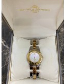 (NEW YEAR SALE) BAUME & MERCIER LINEA REF 5161 WHITE MOTHER OF PEARL DIAL 32MM QUARTZ WATCH 