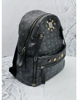 (NEW YEAR SALE) MCM PETRO DUAL STARK LEATHER BACKPACK IN VISETOS BLACK