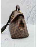 (NEW YEAR SALE) LOUIS VUITTON BERGAMO TOP HANDLE BAG WITH LEATHER STRAP IN BROWN DAMIER EBENE CANVAS GOLD HARDWARE