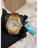 (UNUSED) AP AUDEMARS PIGUET ROYAL OAK REF 15450OR 18K ROSE GOLD WHITE DIAL WITH GOLD SCALES VERY BEAUTIFUL 37MM AUTOMATIC YEAR 2018 WATCH -FULL SET-