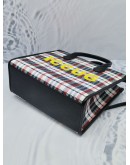 (UNUSED) GUCCI PLAID ICCUG CANVAS AND LEATHER MEDIUM HANDLE TOTE BAG