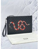 (NEW YEAR SALE) GUCCI KINGSNAKE CLUTCH IN BLACK GREY GG SUPREME CANVAS